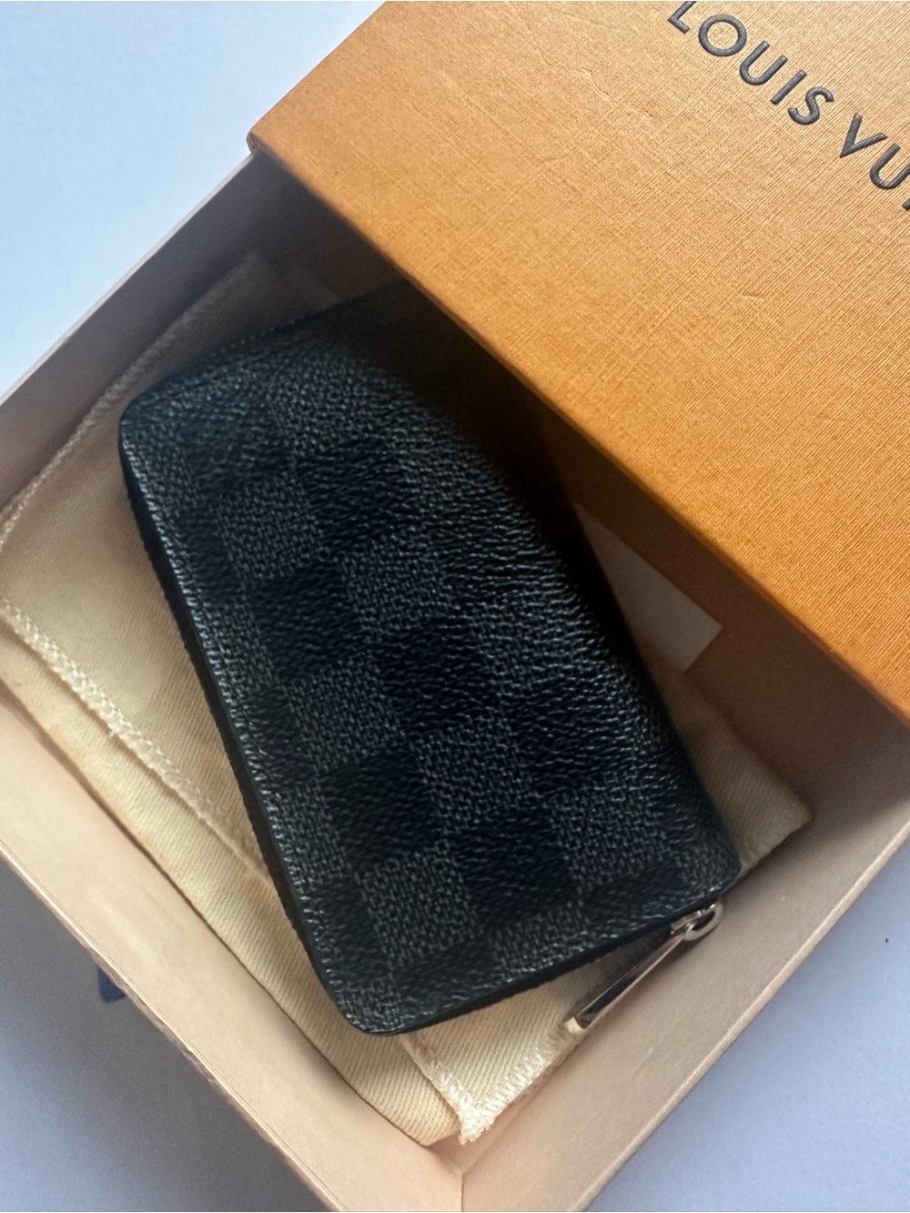 Louis Vuitton Damier Graphite Zippy Coin Purse Compact Wallet Box & Dust Bag